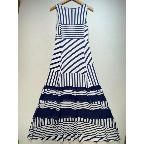 Peter Som For Designation Womens A-Line Maxi Dress Size S Striped Geo Retro Y2K - Picture 10 of 11